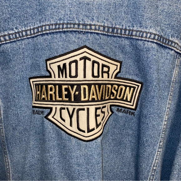 Vintage Harley-Davidson 95th Anniversary 3XL 1998 Denim Jacket Embroidered Logo - Picture 4 of 15